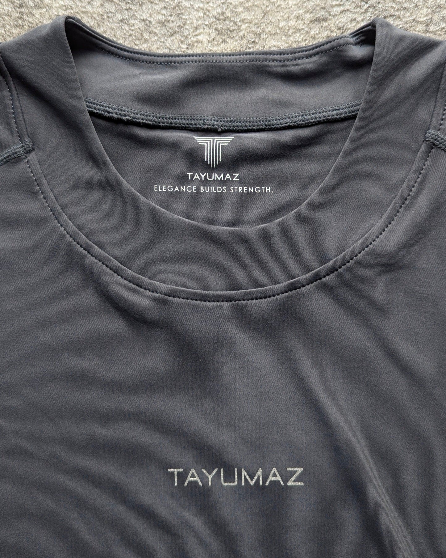 ストレッチスムースTシャツ ダークグレー シルバーロゴ