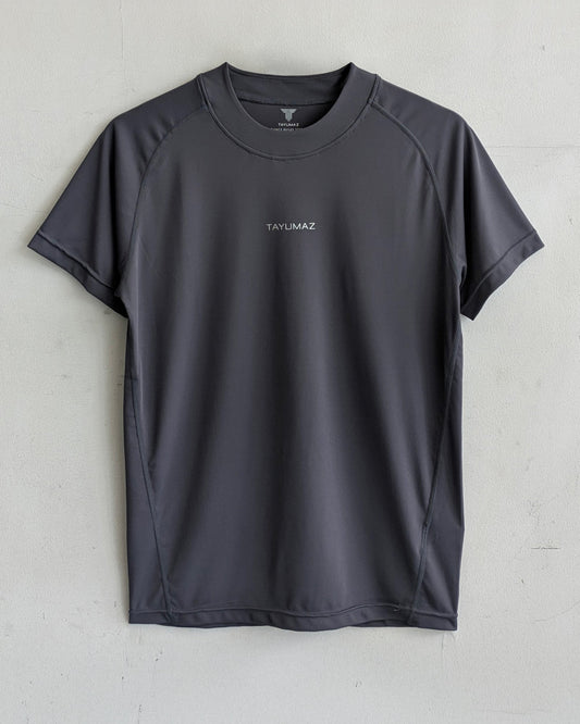 ストレッチスムースTシャツ ダークグレー シルバーロゴ