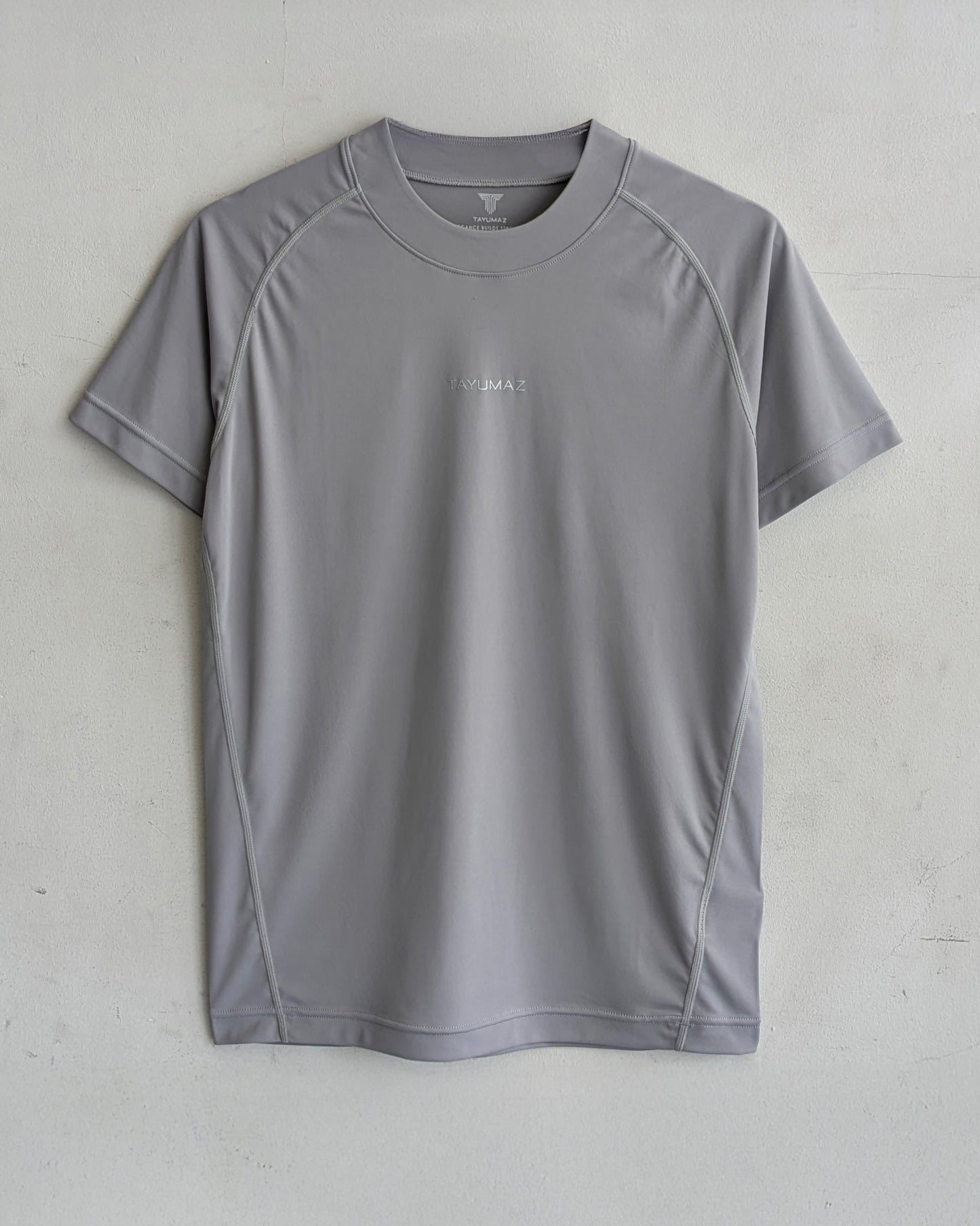ストレッチスムースTシャツ ライトグレー シルバーロゴ