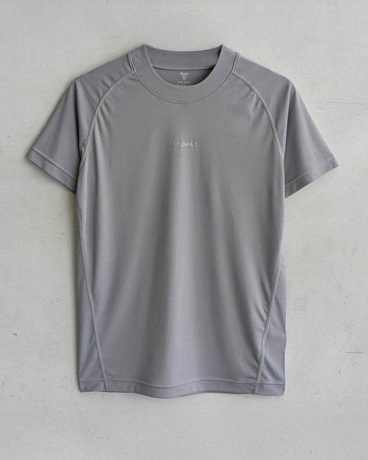 ストレッチスムースTシャツ ライトグレー シルバーロゴ
