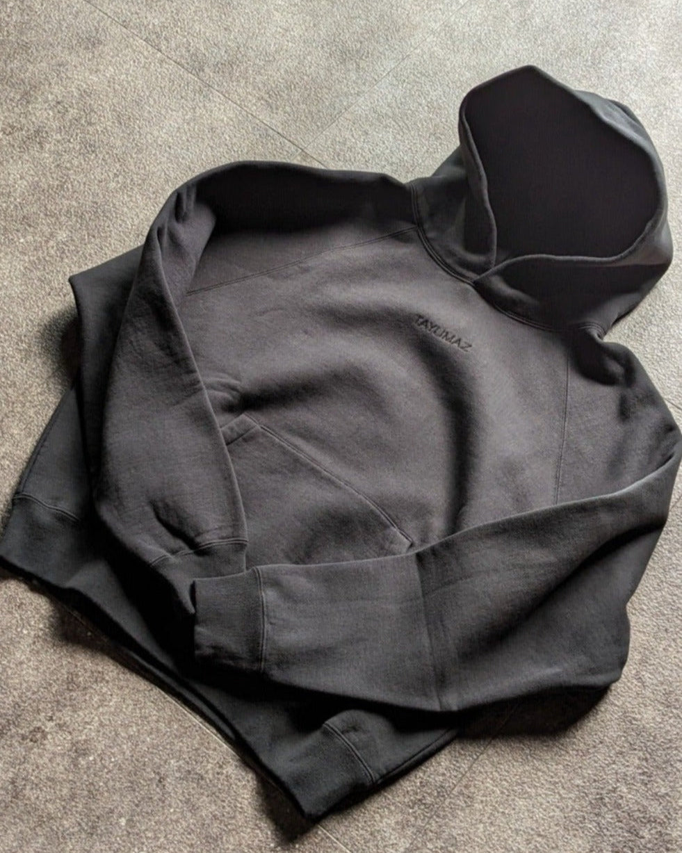 ウォッシュドコットン フーディドスウェットシャツ ブラック