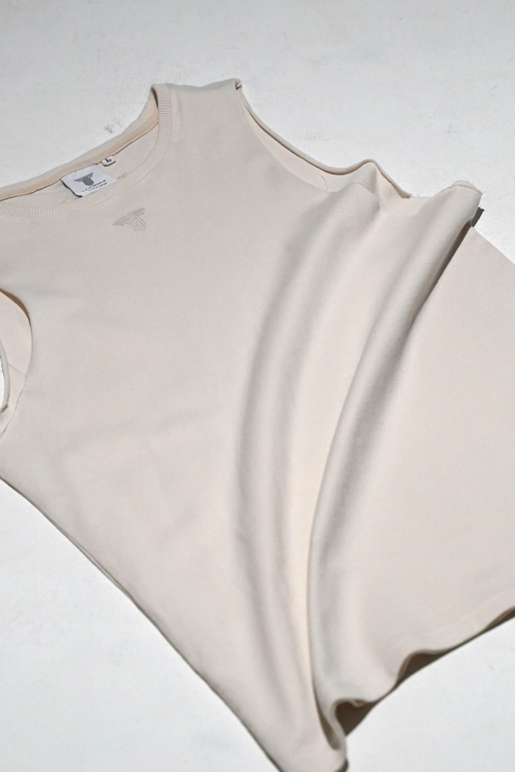 Washed cotton tank top in ivory white