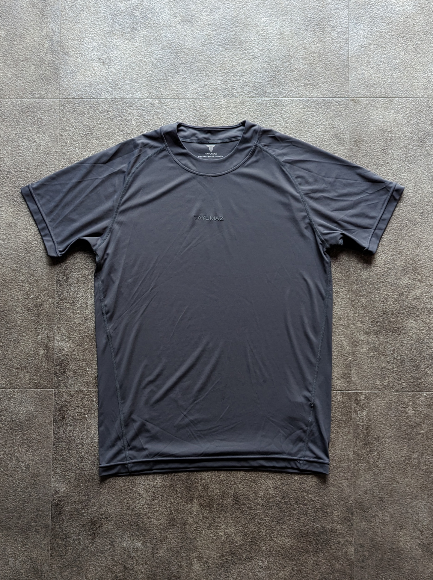ストレッチスムースTシャツ ダークグレー 3Dシリコンロゴ