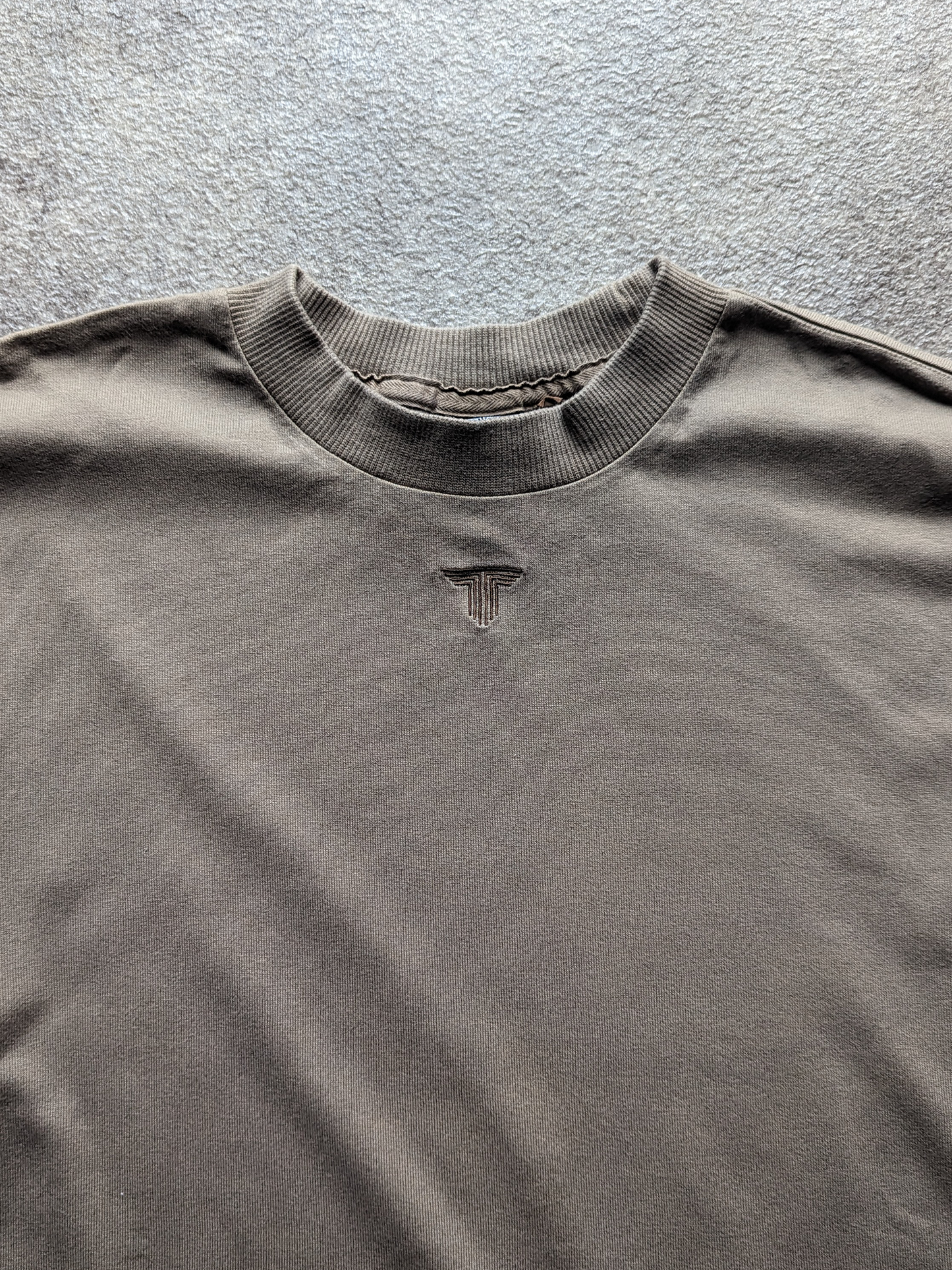 Washed cotton long T-shirt khaki