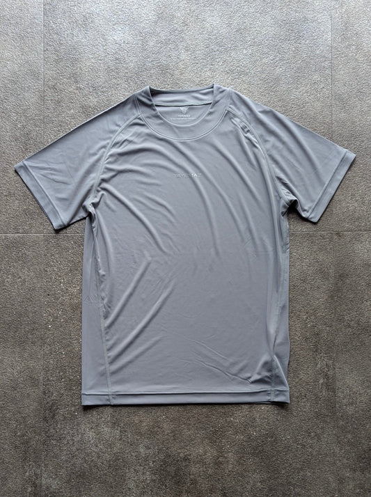 弹力光滑 T 恤 浅灰色 / 3D 硅胶徽标 浅灰色