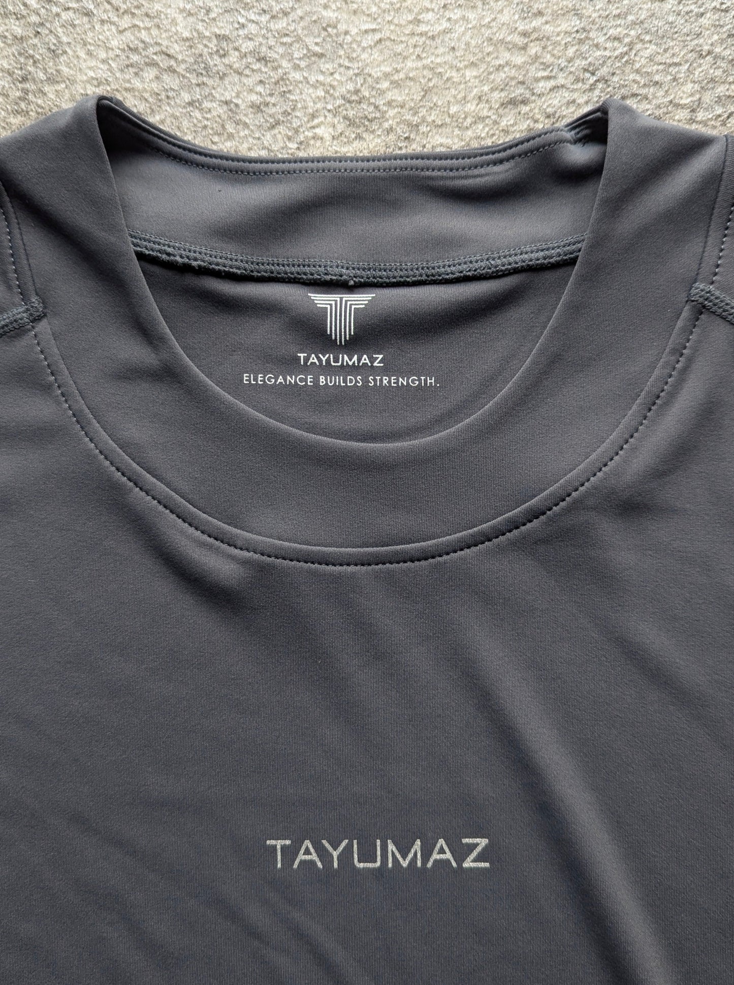 Stretch Smooth Long T-shirt Dark Gray / 3D Silicon Logo Dark Gray