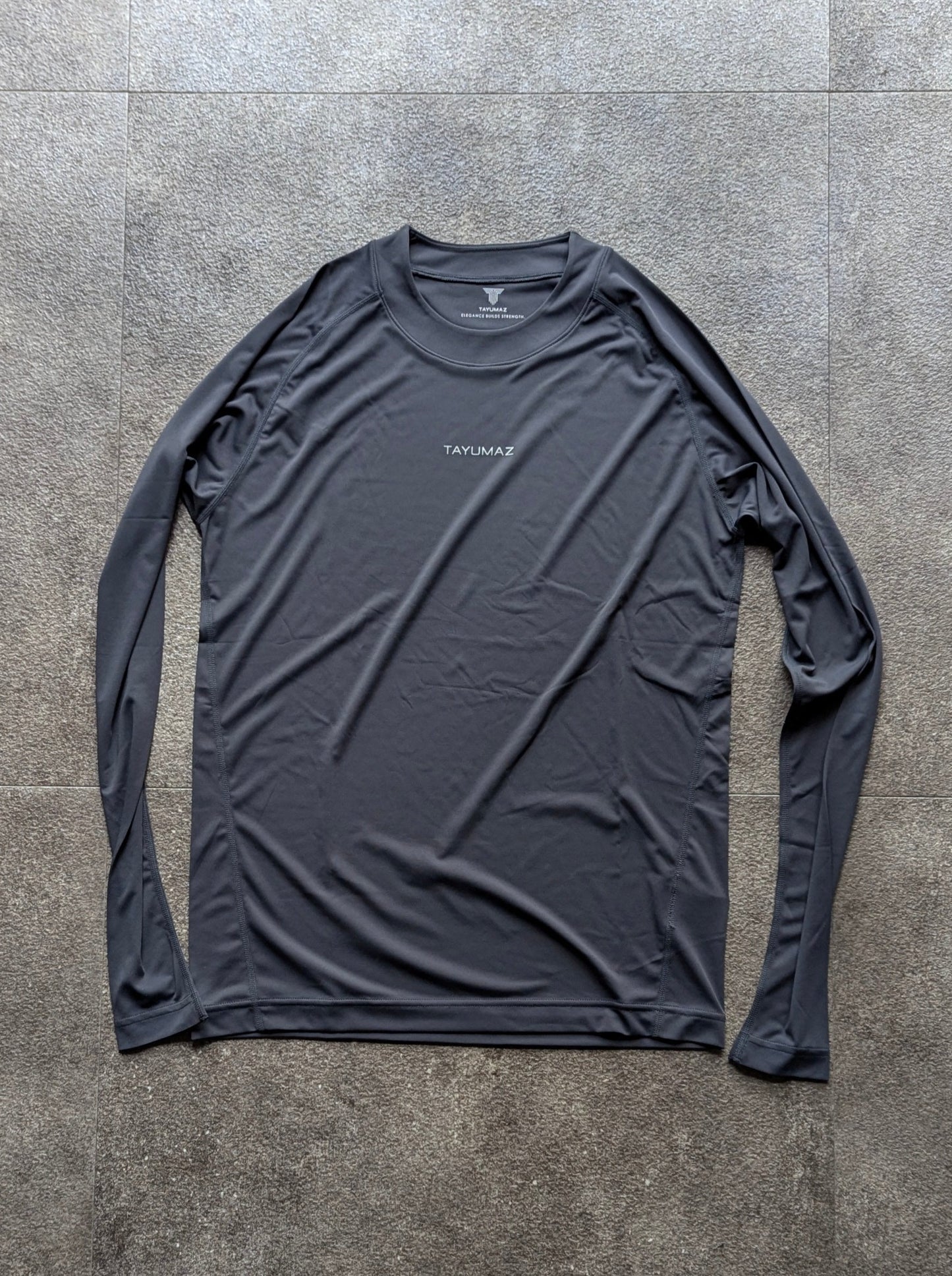 Stretch Smooth Long T-shirt Dark Gray / 3D Silicon Logo Dark Gray