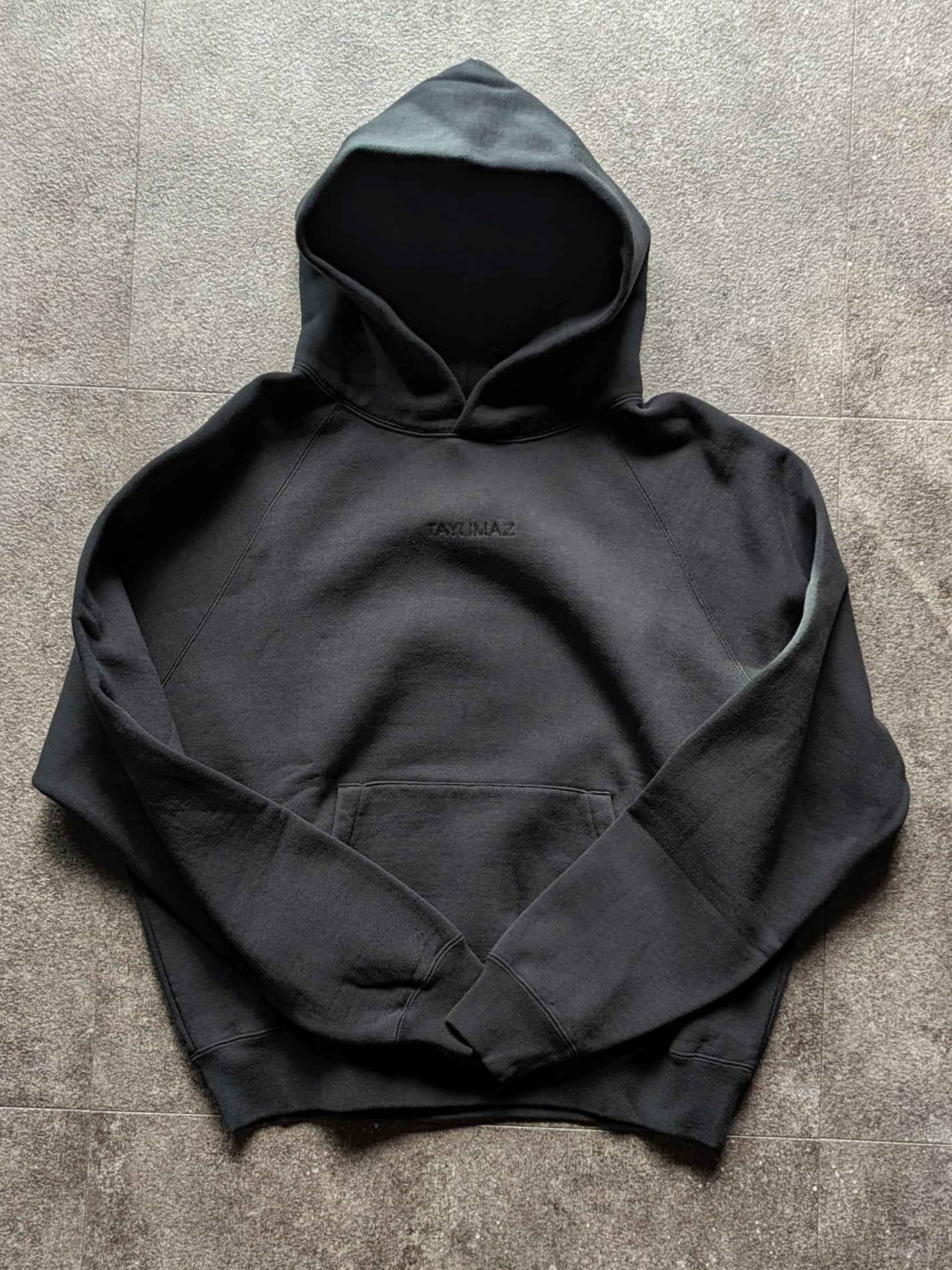 Washed cotton hooded sweatshirt black