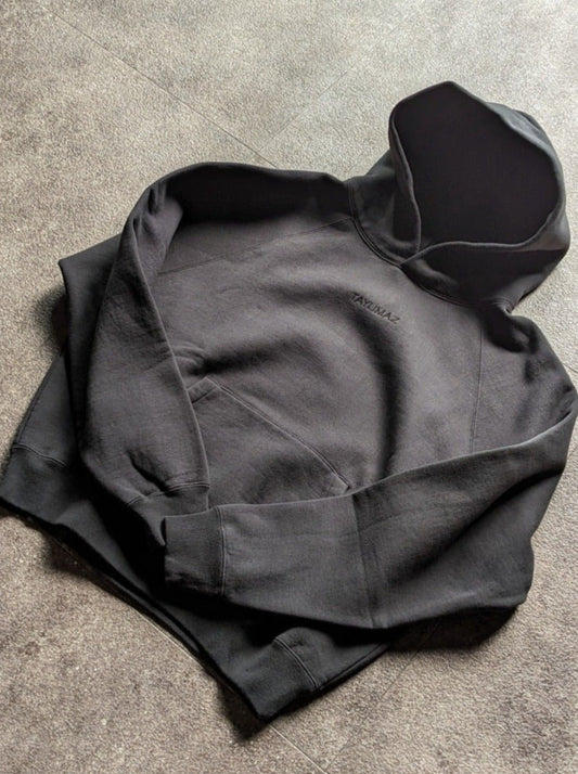 Washed cotton hooded sweatshirt black