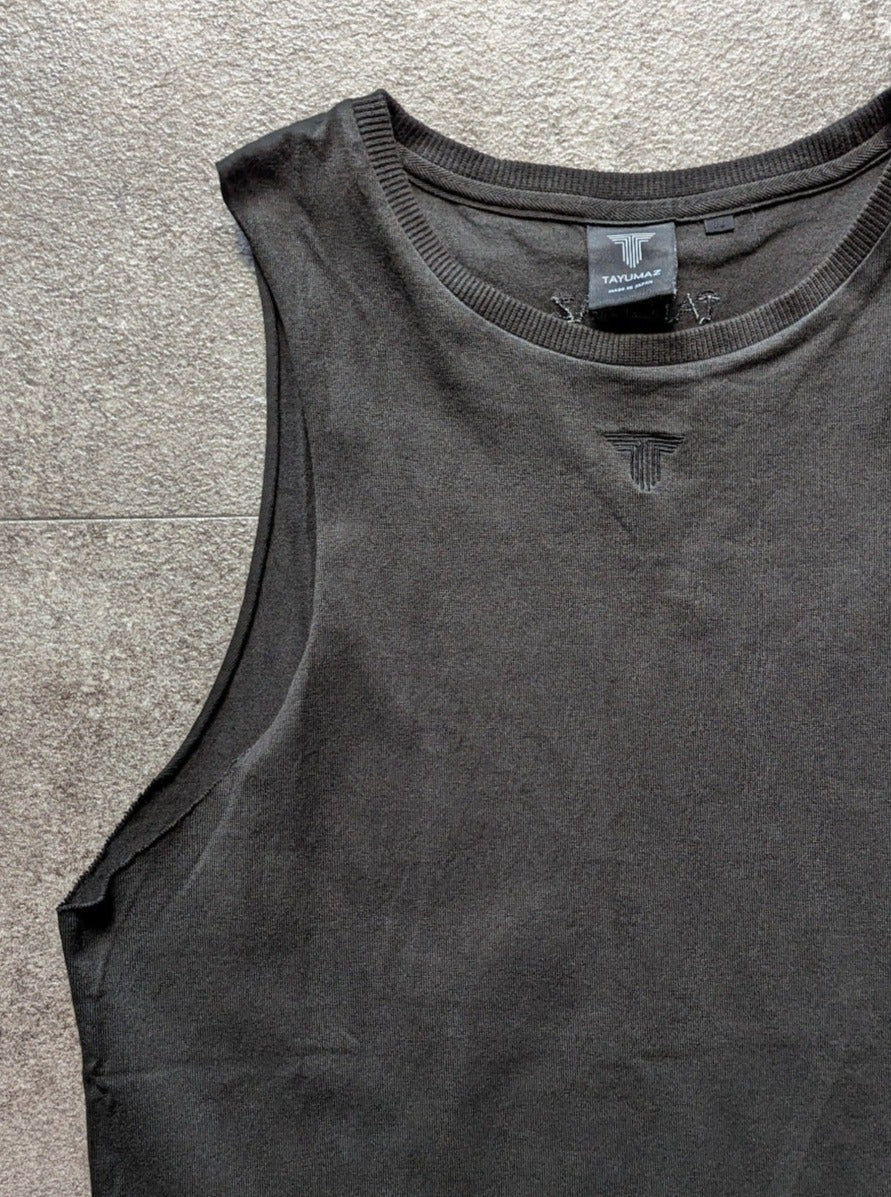 Washed cotton tank top black