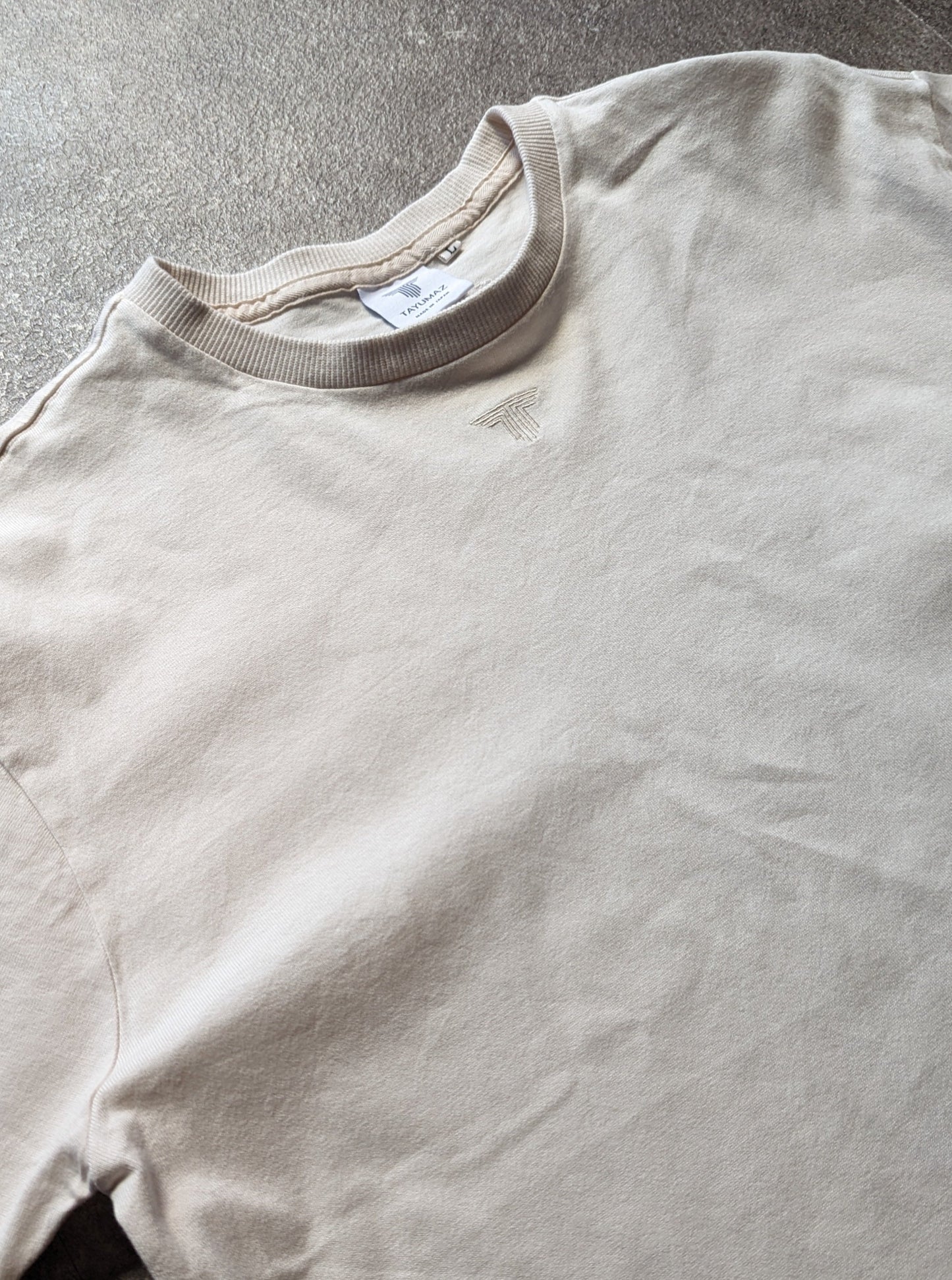 T-shirt en coton lavé blanc ivoire