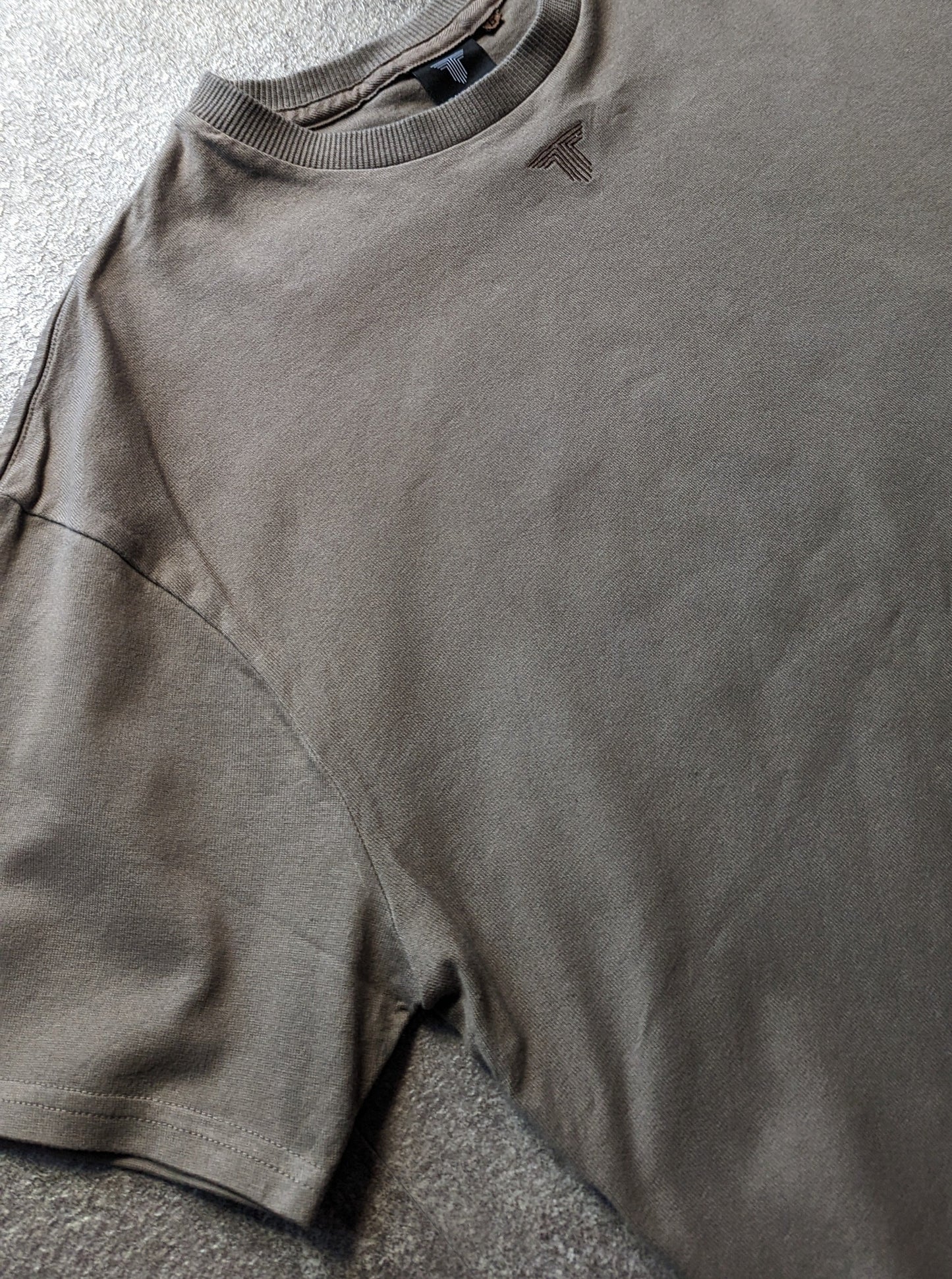 Washed cotton T-shirt in khaki