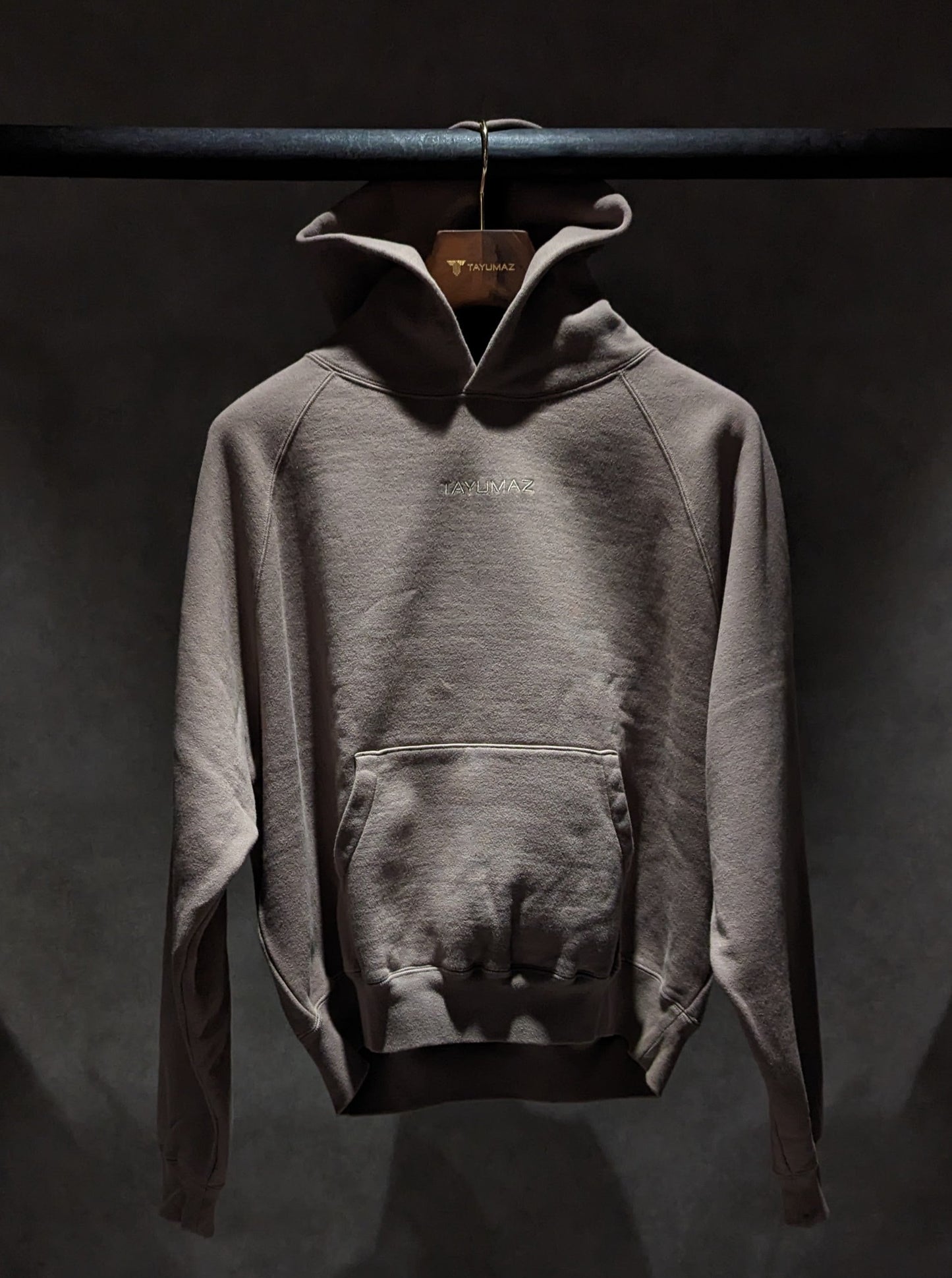 Washed cotton hooded sweatshirt in gray
