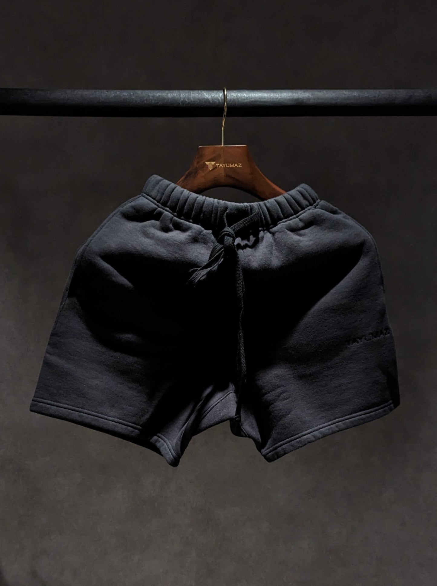Short sweat en coton lavé noir